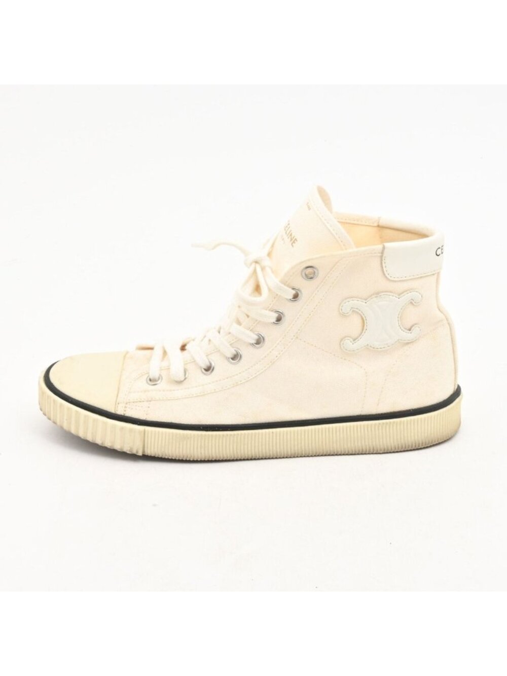 Celine Sneakers Ivory High Cut Triomphe Leather